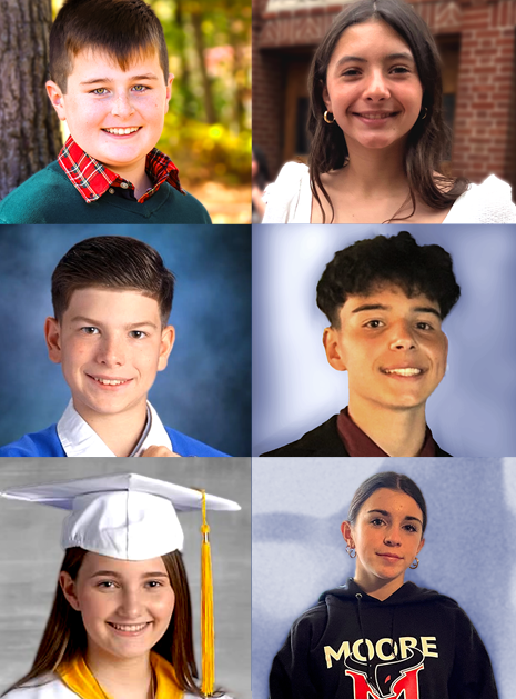 Picture shows two vertical columns of the rising star candidates for 2025. From left to right Connor Gioia, Gabriella Avitto, Jack Hayden, Steven Ragucci, Julianna Binetti, and Robyn Rockfeller.