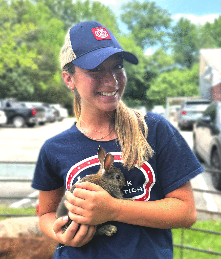 Talia Lioce with rabbit